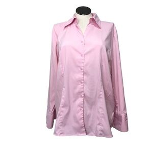 Dressbarn Button Up Shirt Womens Sz 18/20W Light Pink Long Sleeves Collared Neck